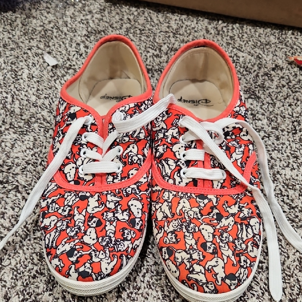 Disney One hundred and one dalmatian Shoes. Women's size 10 Red And White